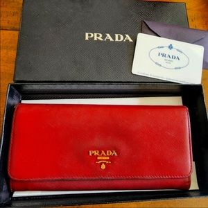 Authentic red Prada wallet ! With box and authentication card.